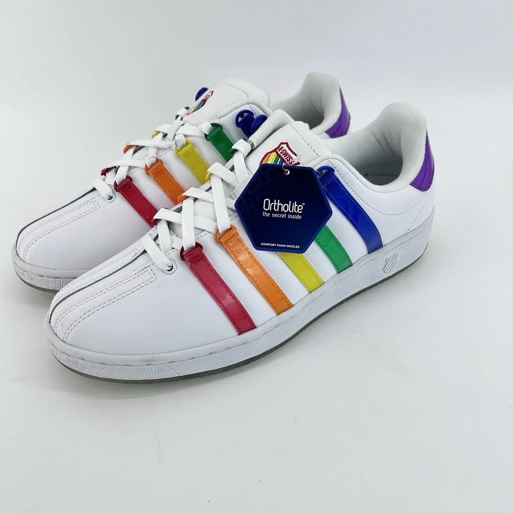 K Swiss NOH8 Rainbow Stripe Sneakers Mens 12 Pride Month Streetwear Retro